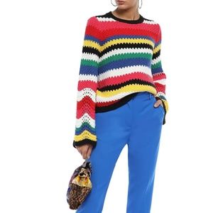 2019 Alice + Olivia Striped crochet-knit sweater